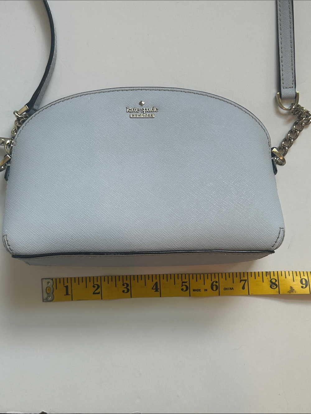 kate spade Blue/grey Leather Dome Crossbody with Gold Chain - Picture 4 of 11